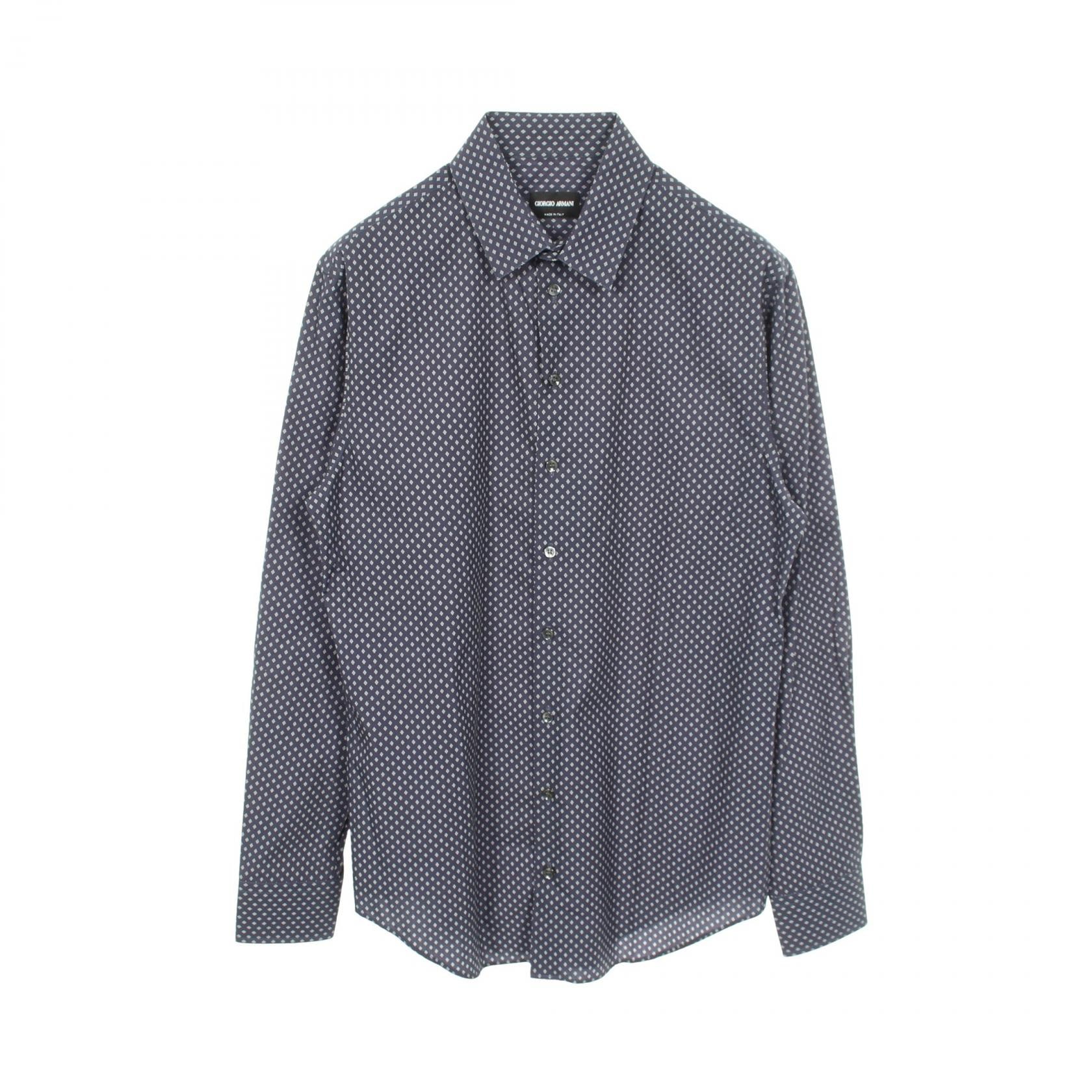 ジョルジオアルマーニ GIORGIO ARMANI 総柄 長袖 衣料品 トップス コットン メンズ ネイビー系 【中古】