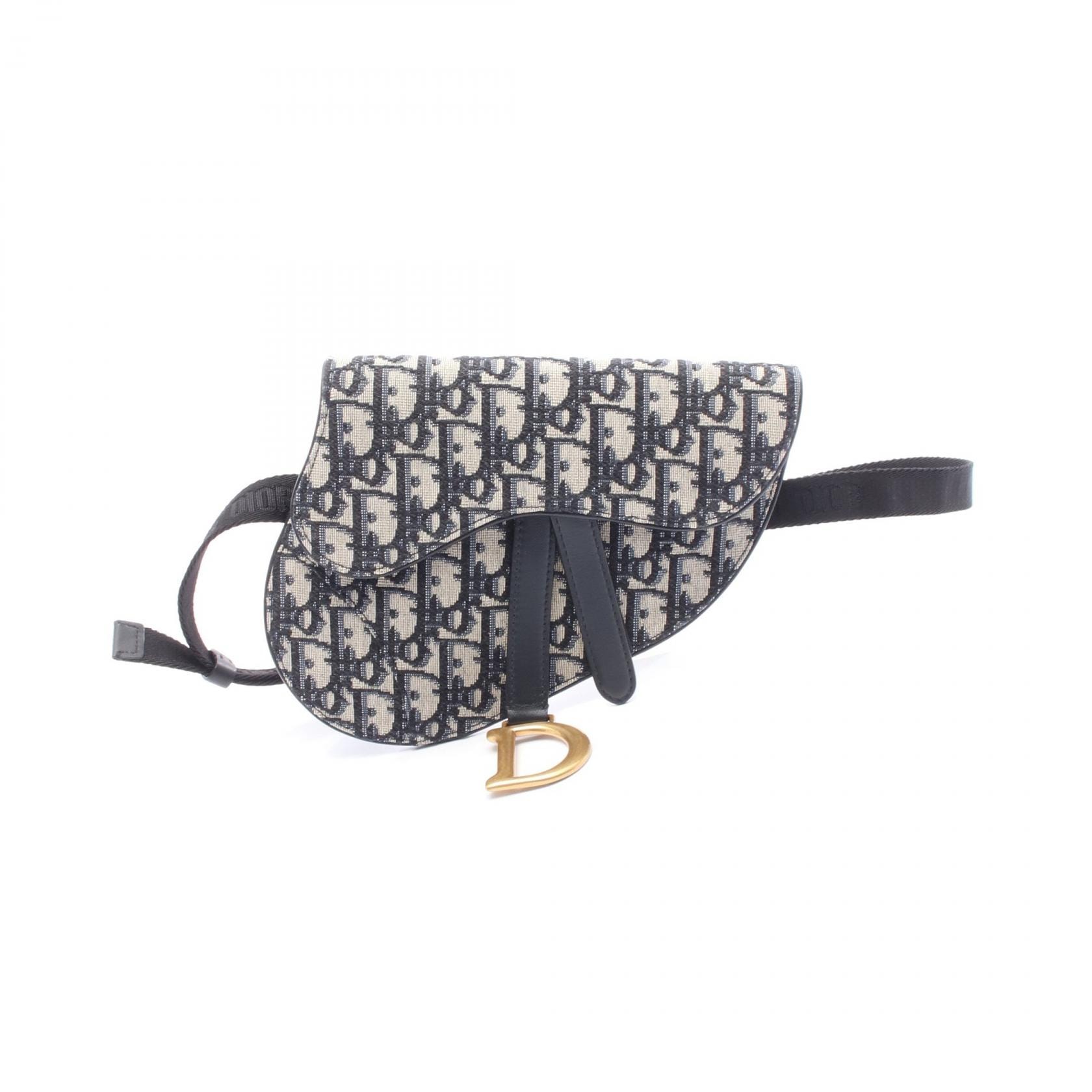 ディオール Dior SADDLE サドル オブリーク ウエストバッグ バッグ キャンバス レザー レディース ネイビー系 / グレー系 【中古】