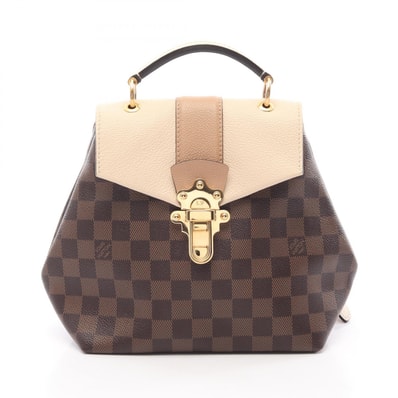 ルイ・ヴィトン LOUIS VUITTON クラプトン ダミエエベヌ クレーム リュックサック バックパック バッグ PVCコーティングキャンバス レザー ベージュ レディース ブラウン系 / ベージュ系 N42259 【中古】