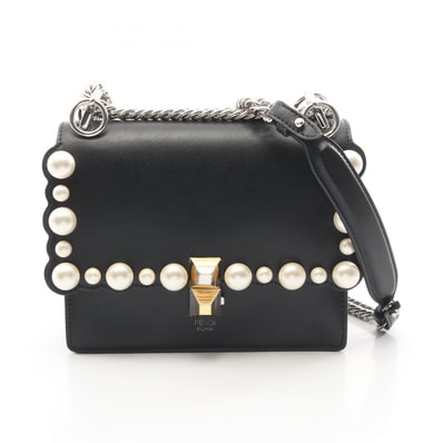 フェンディ FENDI MINI KAN I ミニ キャナイ ショルダーバッグ バッグ レザー レディース ブラック系 8M0381 【中古】