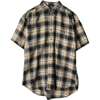 古着 80年代 ラルフローレン Ralph Lauren CHAPS チャップス チェック柄 半袖 リネン×コットン ボタンダウンシャツ L メンズL相当 ヴィンテージ/eaa649200