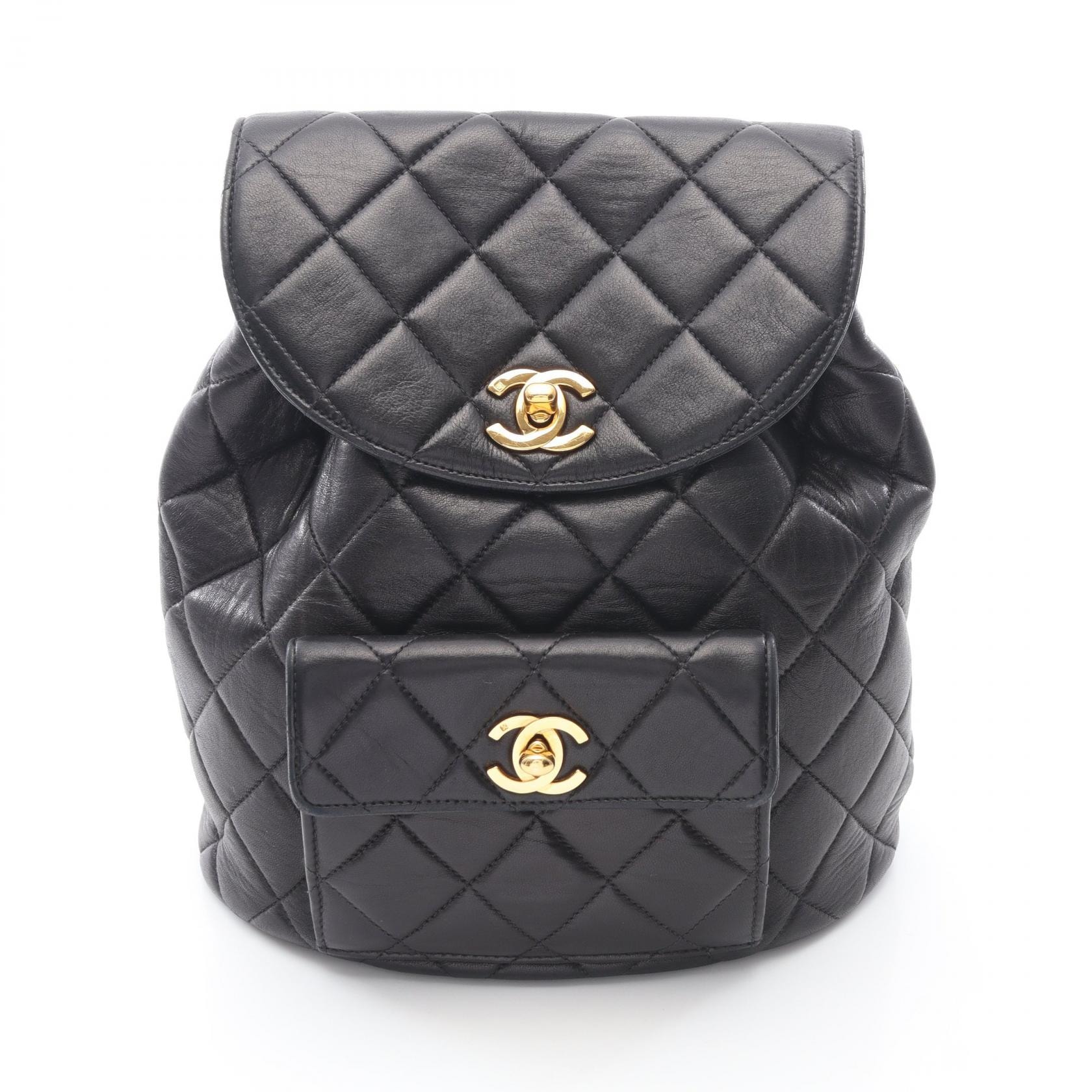 シャネル CHANEL マトラッセ リュックサック バックパック バッグ ラムスキン(羊革) レディース ブラック系 【中古】