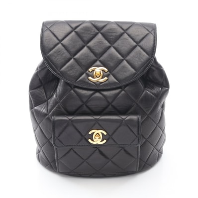 シャネル CHANEL マトラッセ リュックサック バックパック バッグ ラムスキン(羊革) レディース ブラック系 【中古】