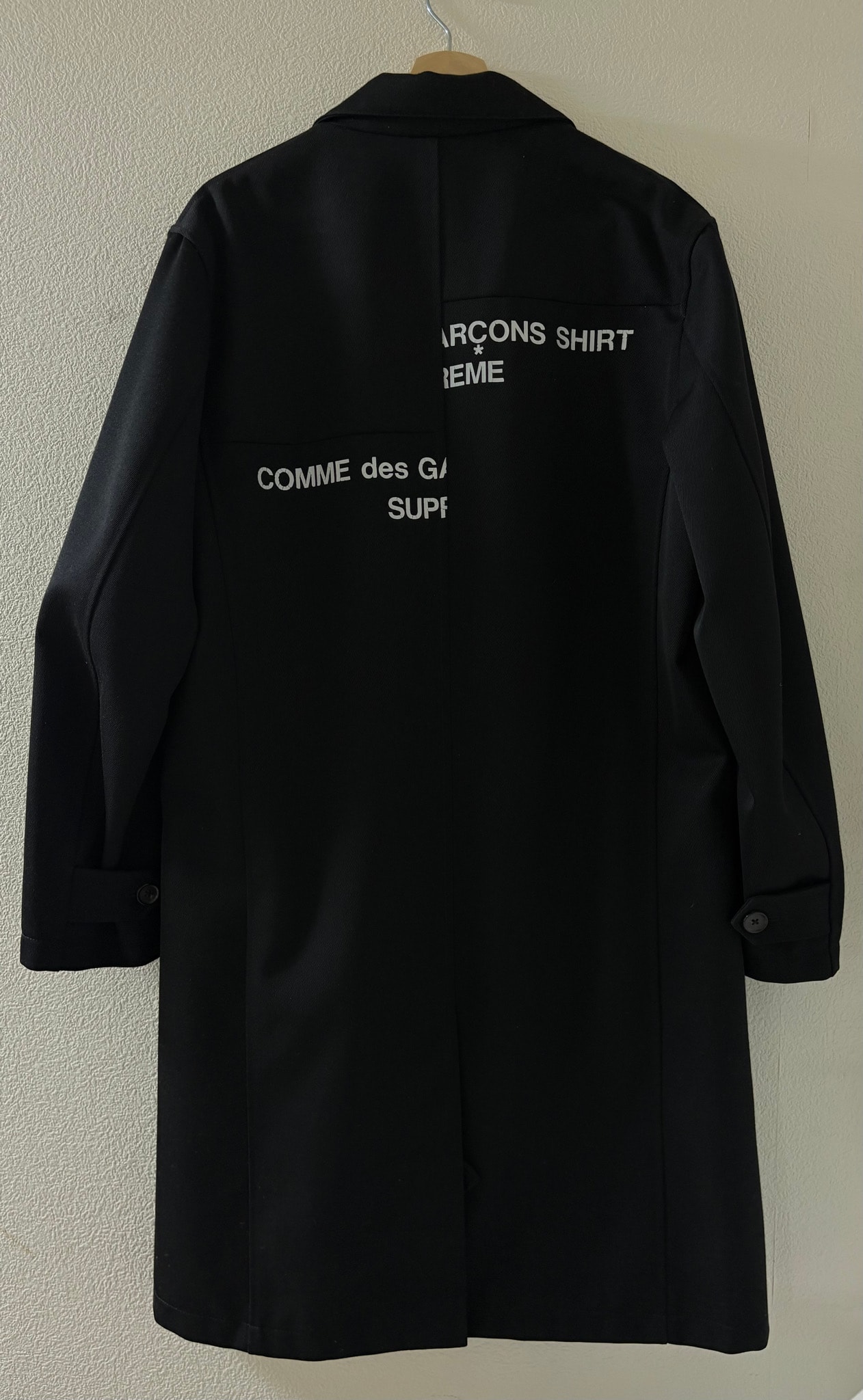 Supreme x COMME des GARCONS SHIRT 18AW Wool Blend Overcoat "Black"