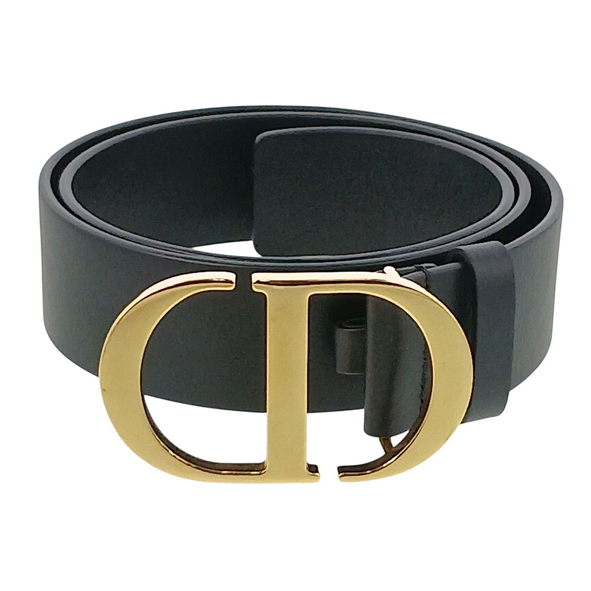 Christian Dior クリスチャンディオール 30 MONTAIGNE ベルト 75 ベルト レザー ブラック ゴールド金具  レディース【中古】