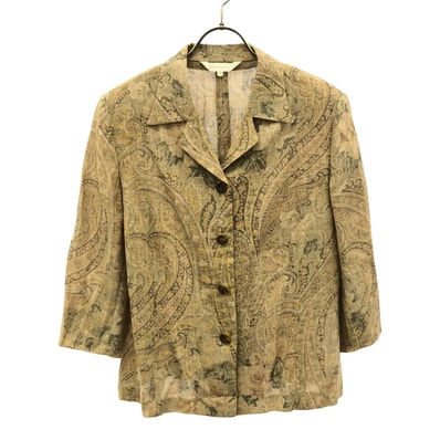 Burberrys バーバリーズ 90s 三陽商会 リネンブレンド オールド ペイズリー柄 7分袖 ジャケット 13 ベージュ