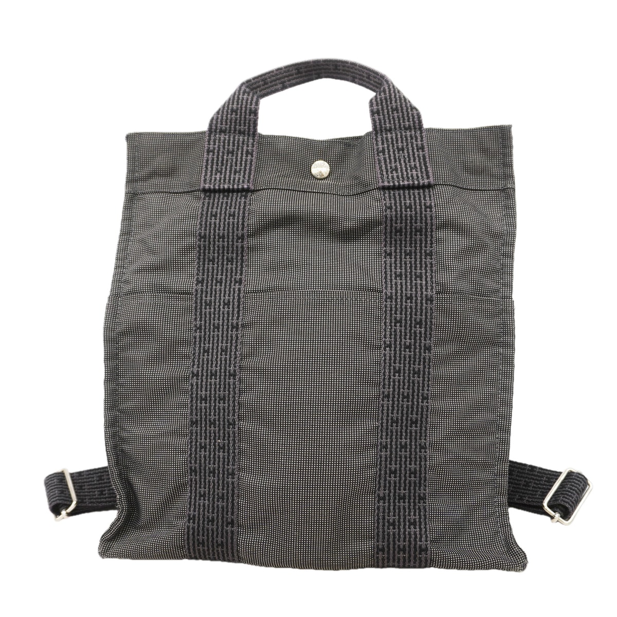 【6id4953】エルメス リュック・デイパック エールラインサックアドPM ナイロン グレー シルバー金具【中古】レディース