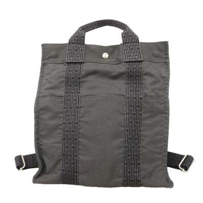 【6id4953】エルメス リュック・デイパック エールラインサックアドPM ナイロン グレー シルバー金具【中古】レディース