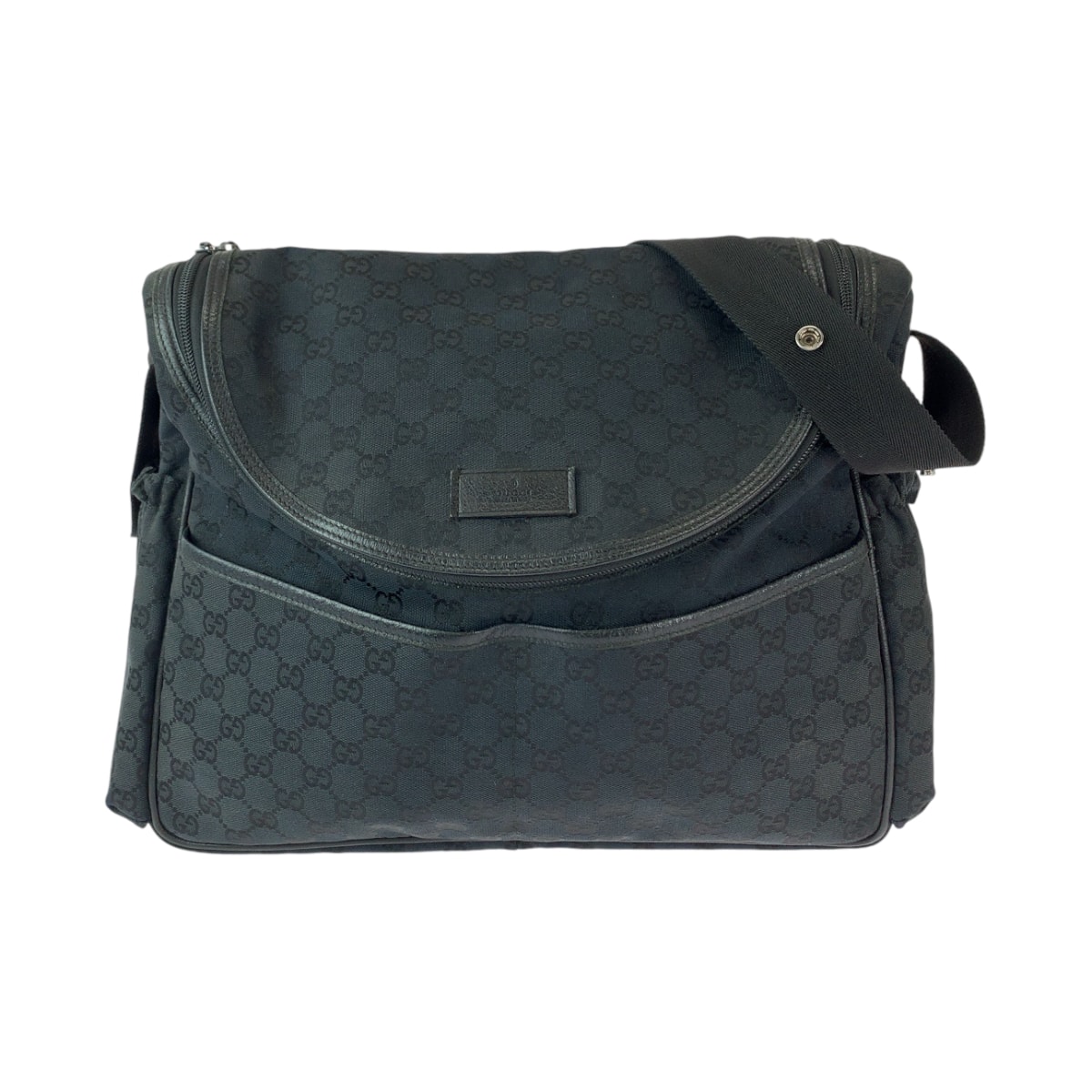 美品 GUCCI グッチ ブラック 黒 シルバー金具 GGキャンバス ショルダーバッグ メッセンジャーバッグ マザーズバッグ 602021 【中古】