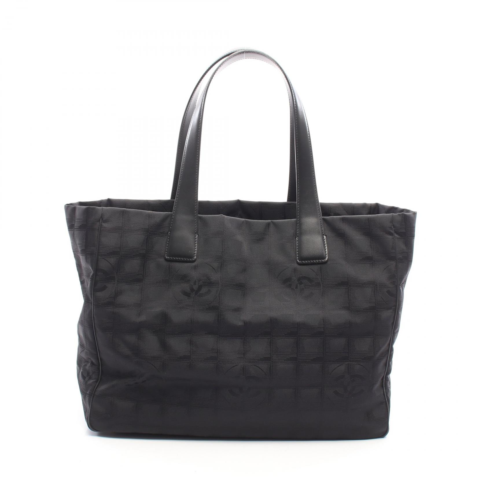 シャネル CHANEL ニュートラベルラインMM トートバッグ バッグ レザー ナイロンキャンバス レディース ブラック系 A15991 【中古】