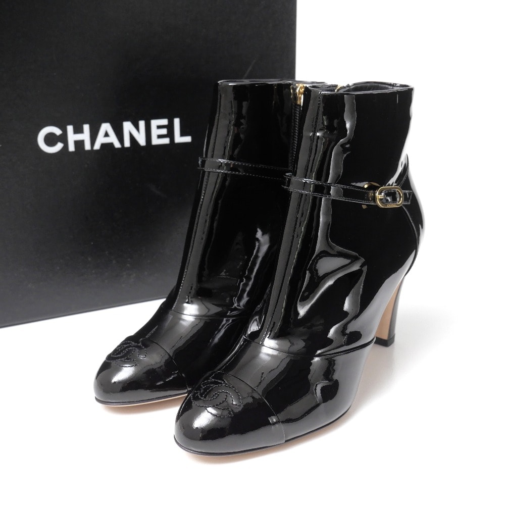 ■未使用品■CHANEL シャネル ブーティ サイズ37 C 16C ココマーク CC エナメル ショートブーツ 20260618/RA9718