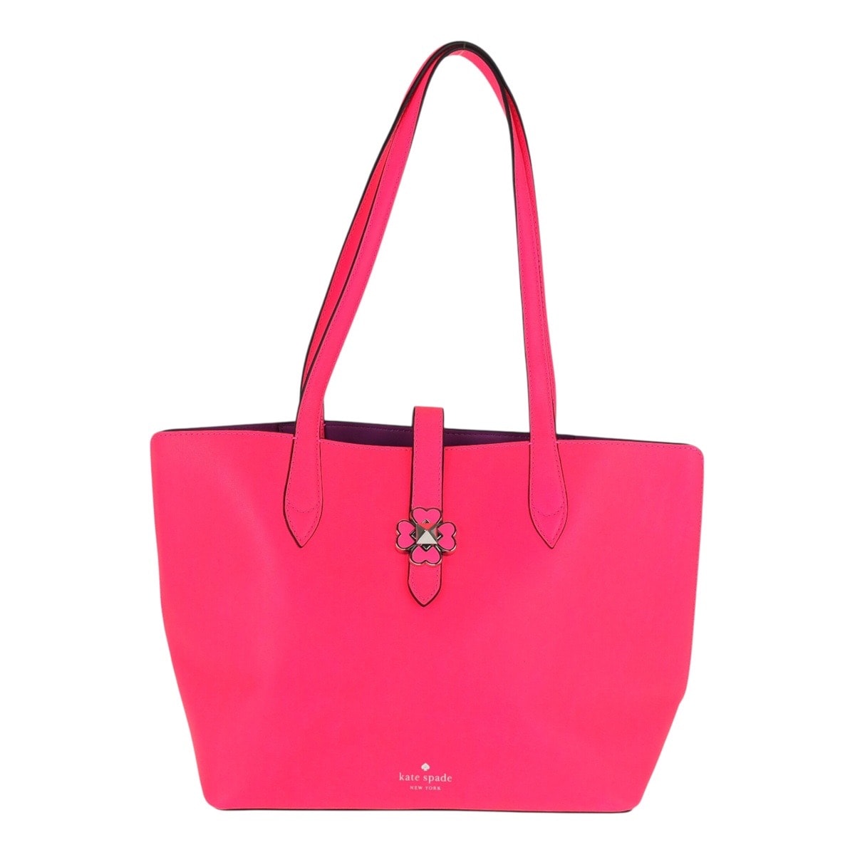 美品 Kate Spade ケイトスペード ピンク パープル シルバー金具 PVC トートバッグ ショルダーバッグ 601035 【中古】
