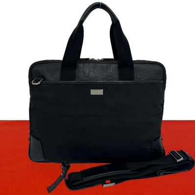 GUCCI グッチ シマ ロゴ 金具 ナイロン レザー ショルダーバッグ ブラック
29459