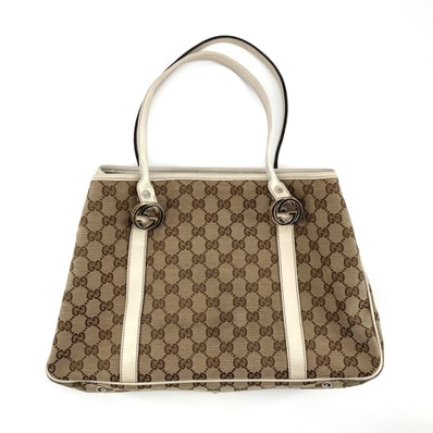 GUCCI(グッチ) GGツインズ キャンバス×レザー インターロッキング金具 232957 トートバッグ ベージュ