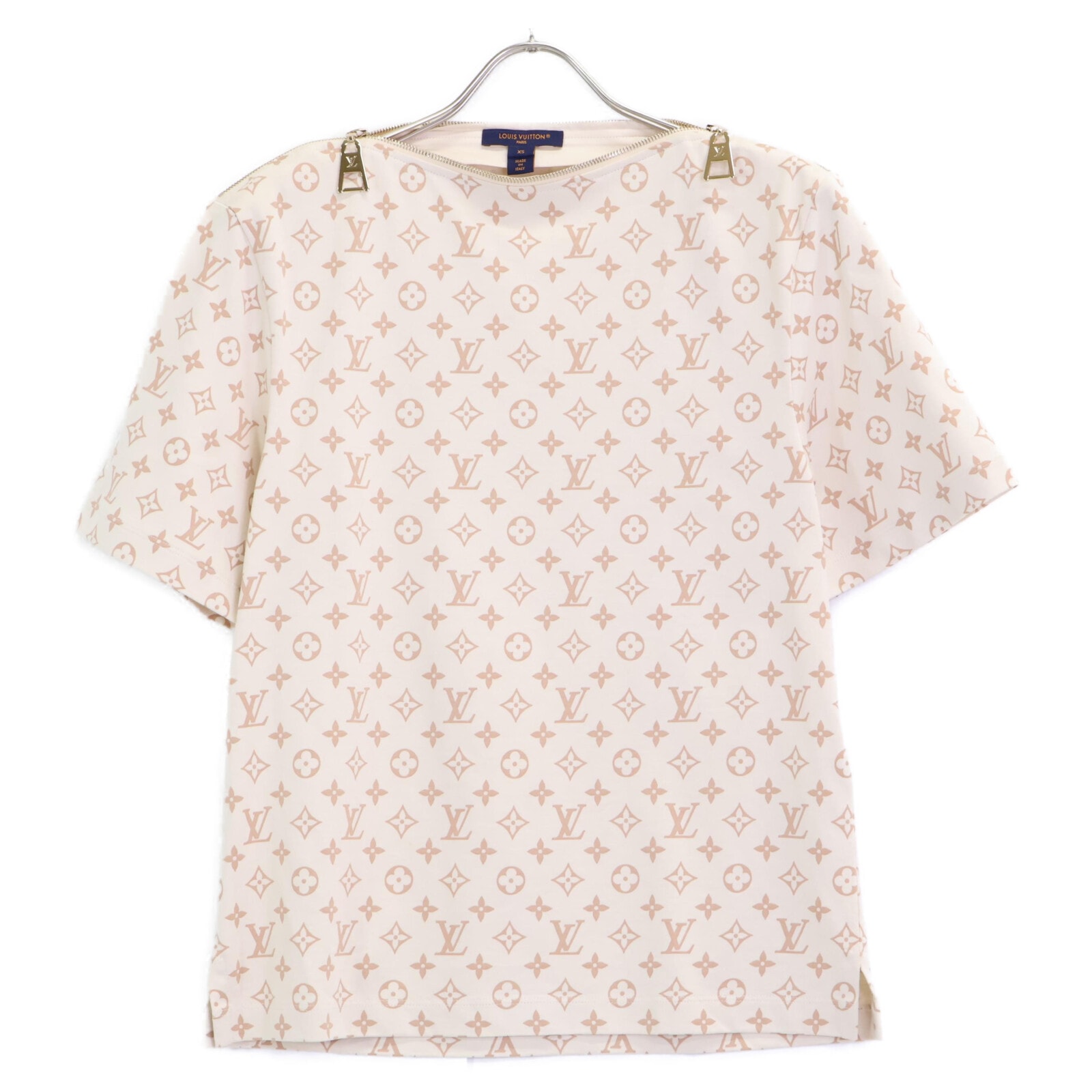 ルイヴィトン RW241WJ FQTS19 ベージュ モノグラムジップTシャツ XS