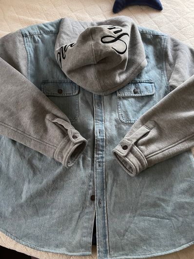 Supreme Fleece Hooded Denim Shirt "Blue"