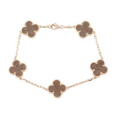 ヴァンクリーフ&アーペル Van Cleef & Arpels ヴィンテージアルハンブラ 5モチーフ レターウッド ブレスレット ブレスレット アクセサリー K18PG(ピンクゴールド) レターウッド レディース ゴールド系 / ブラウン系