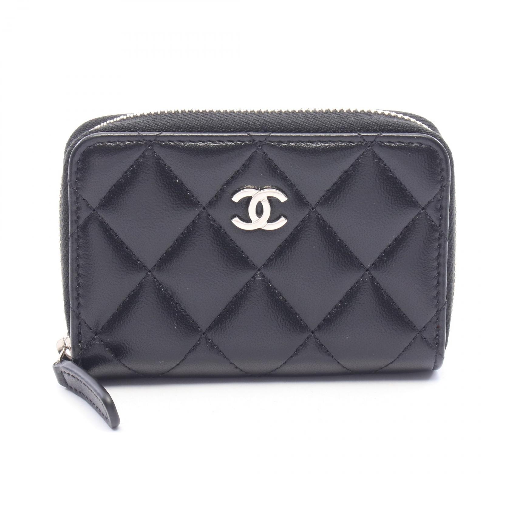 シャネル CHANEL クラシック ジップ コインパース マトラッセ コインケース 財布 ラムスキン(羊革) レディース ブラック系 AP0216 【中古】