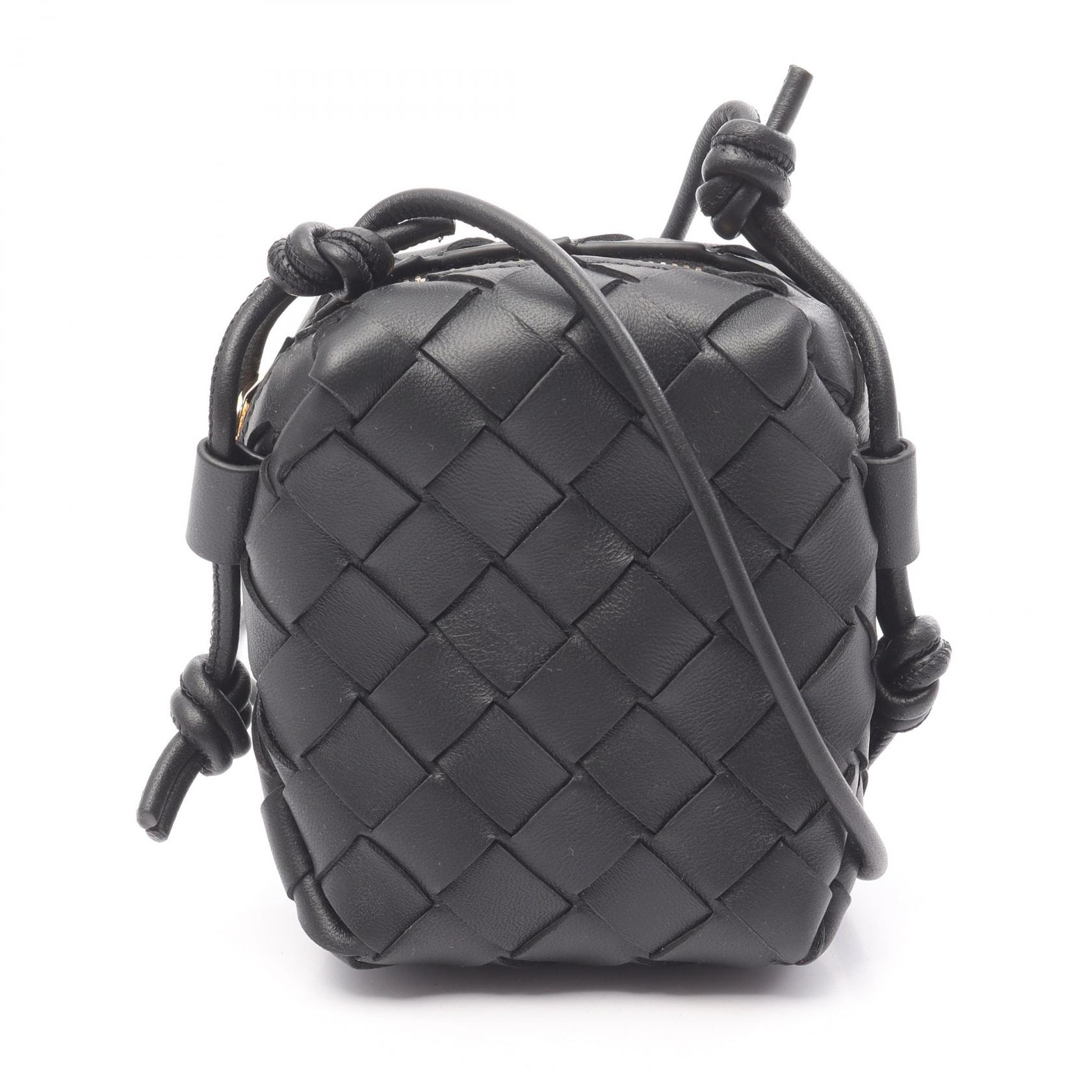 ボッテガヴェネタ BOTTEGA VENETA イントレチャート マイクロ ショルダーバッグ バッグ レザー レディース ブラック系 805806V4W518425 【中古】