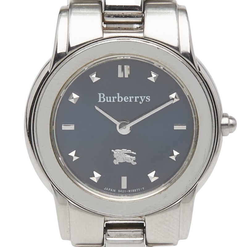 バーバリー 腕時計 クオーツ ネイビー文字盤 ステンレススチール レディース BURBERRY 【中古】
