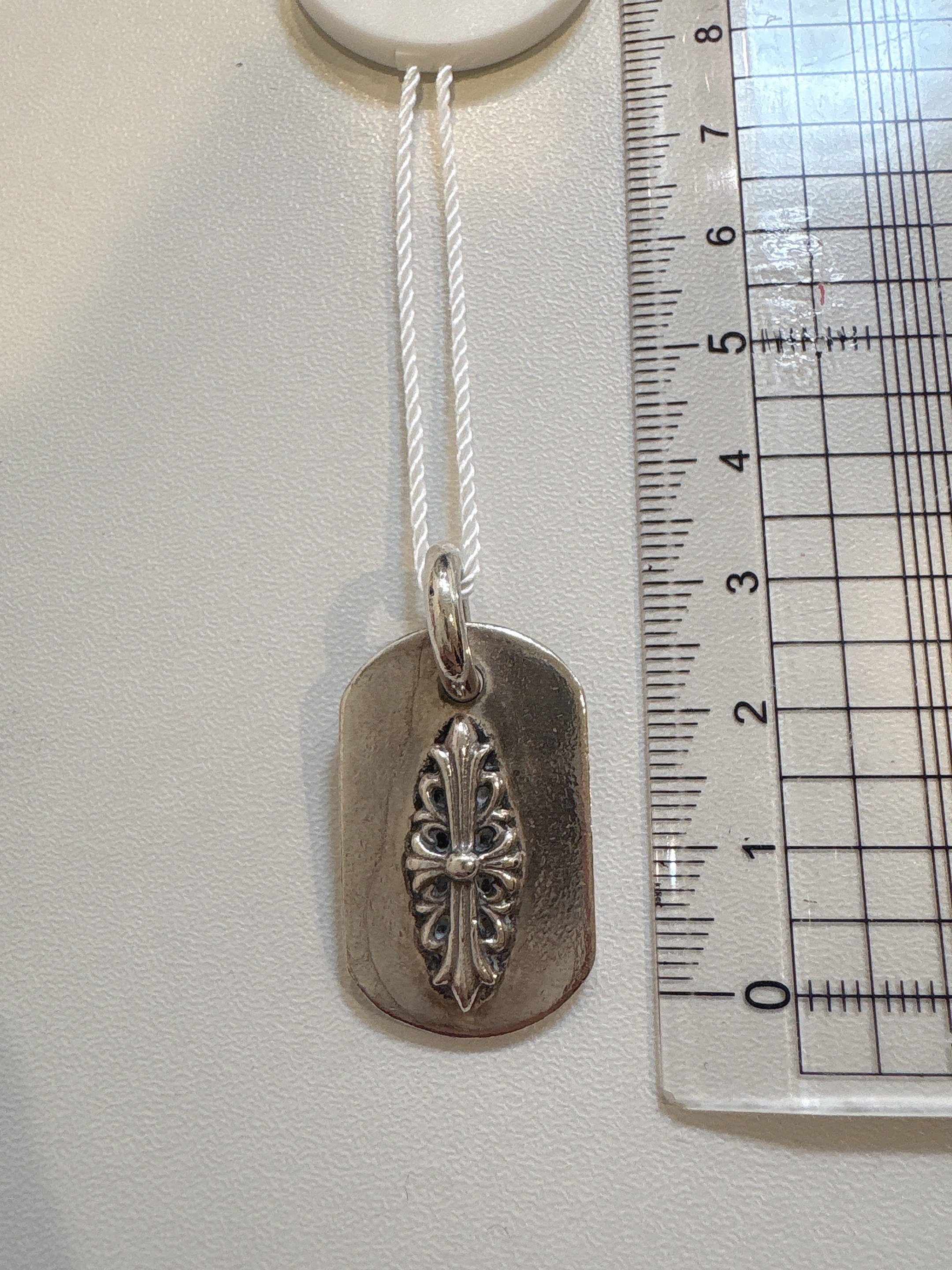 Chrome Hearts Dog Tag S-Lazed Floral Cross "Silver"