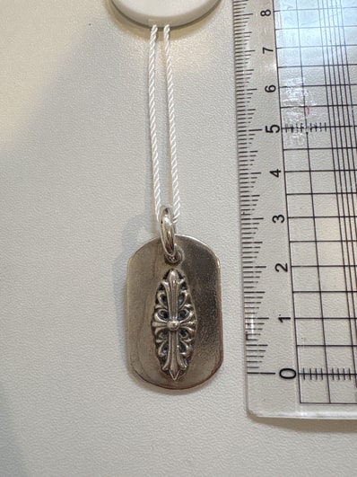 Chrome Hearts Dog Tag S-Lazed Floral Cross "Silver"