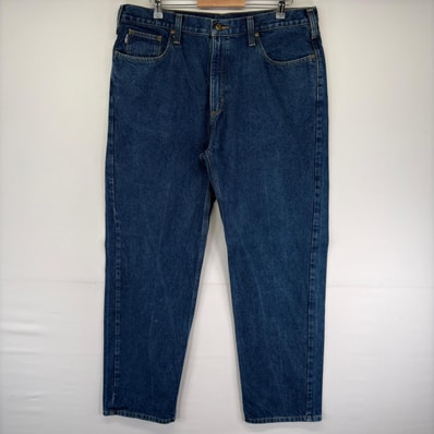 古着 カーハート Carhartt パンツ ジッパーフライ 5ポケット ワンポイントロゴ 大きいサイズ ジーンズ W40 L34 ブルー系 メンズ