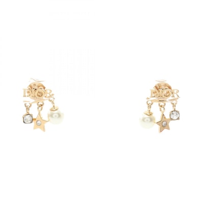 ディオール Dior ロゴ スター ピアス ジュエリー GP(ゴールドメッキ) フェイクパール / ラインストーン レディース ゴールド系 / ホワイト系 / クリア系 【中古】