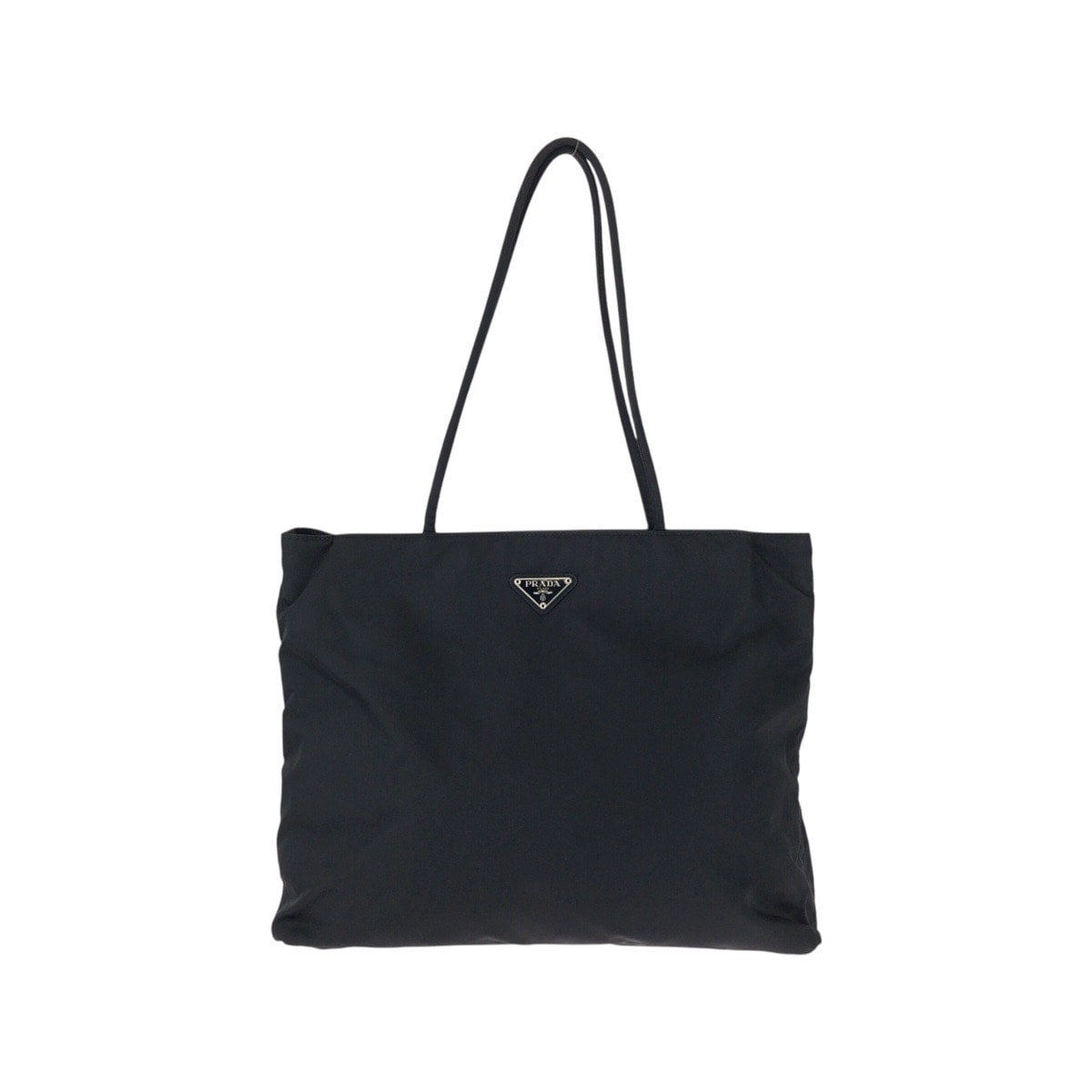 PRADA プラダ テスート 三角ロゴプレート ブラック 黒 シルバー金具 ナイロン トートバッグ ショルダーバッグ 603572 【中古】