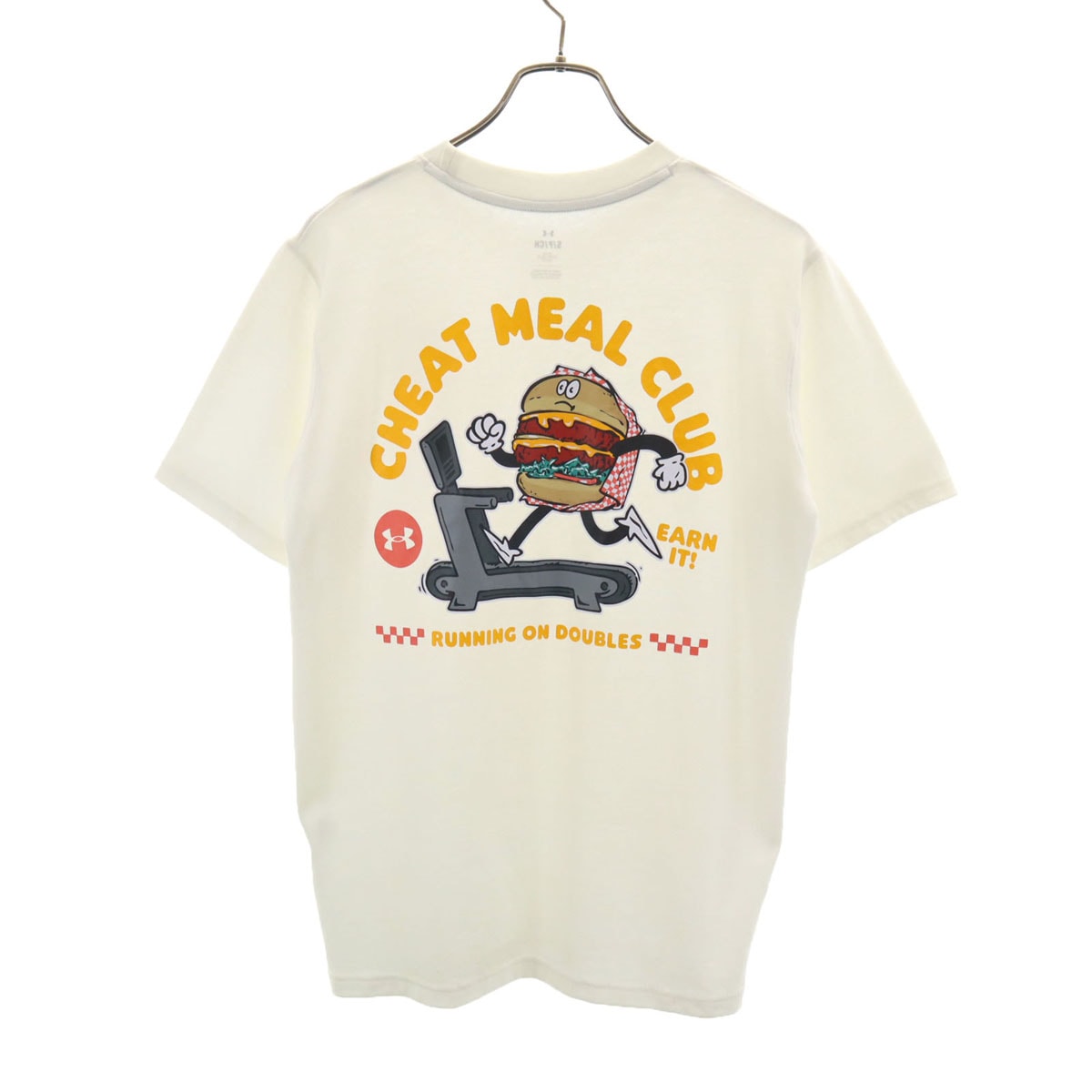 UNDER ARMOUR アンダーアーマー バックプリント CHEAT MEAL CLUB 半袖 Tシャツ S ホワイト ハンバーガー