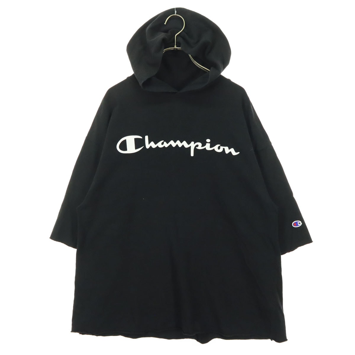 Champion チャンピオン ブランドロゴ 半袖 パーカー S ブラック