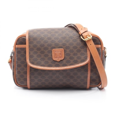 セリーヌ CELINE マカダム ショルダーバッグ バッグ PVCコーティングキャンバス レザー レディース ブラウン系 【中古】
