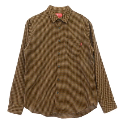 Supreme シュプリーム 16AW Houndstooth Flannel Shirt ハウンドトゥース コットン フランネル 長袖シャツ ブラウン ブラウン系 M【中古】