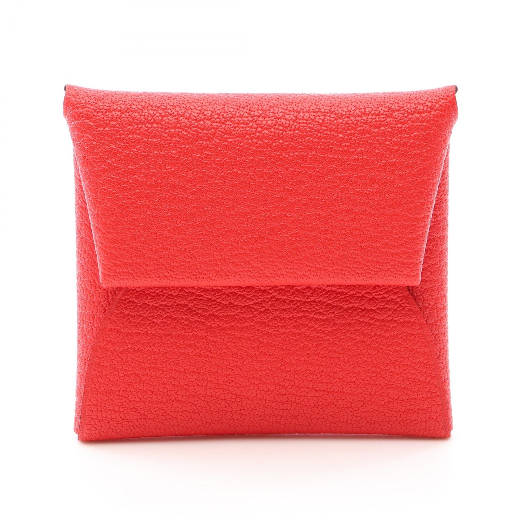 エルメス HERMES バスティア ルージュラデュー コインケース 財布 レザー シェーブル シェーブル レディース レッド系 【中古】