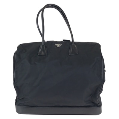 美品 PRADA プラダ テスート 三角ロゴプレート ブラック 黒 シルバー金具 ナイロン レザー/ トートバッグ ハンドバッグ 601716 【中古】