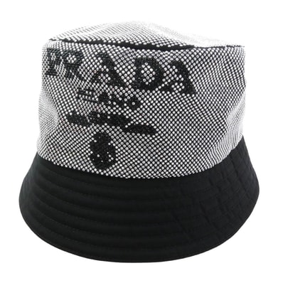 PRADA プラダ 帽子 2HC137 2D0S バケットハット 帽子 ブラック系 XL【美品】【中古】