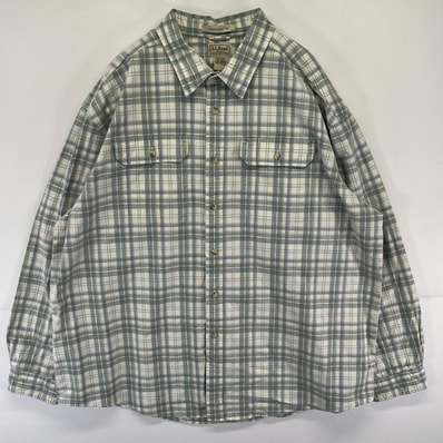古着 エルエルビーン L.L.Bean 長袖シャツ 胸ポケット 大きいサイズ 2XL グリーン系 チェック メンズ