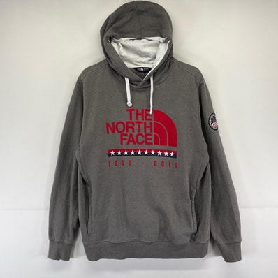 古着 ザ・ノースフェイス THE NORTH FACE パーカー スウェット アウトドア ロゴプリント プルオーバー L グレー系 メンズ