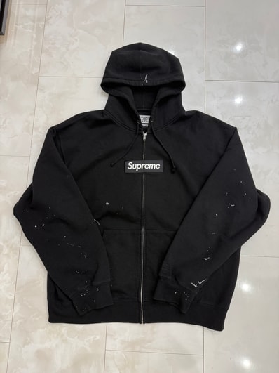 Supreme x MM6 Maison Margiela Box Logo Zip Up Hooded Sweatshirt "Black"