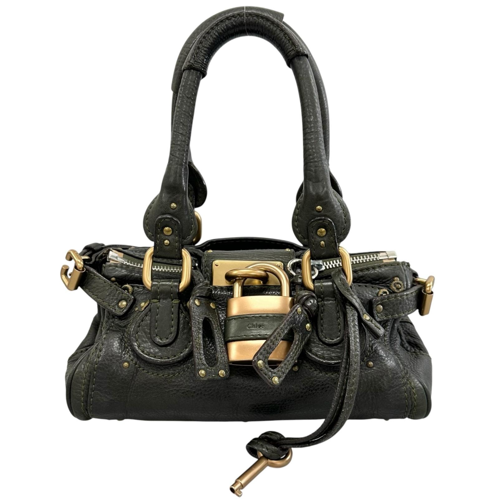 Chloe クロエ パディントン ミニ ハンドバッグ レザー ダークグリーン レディース【中古】