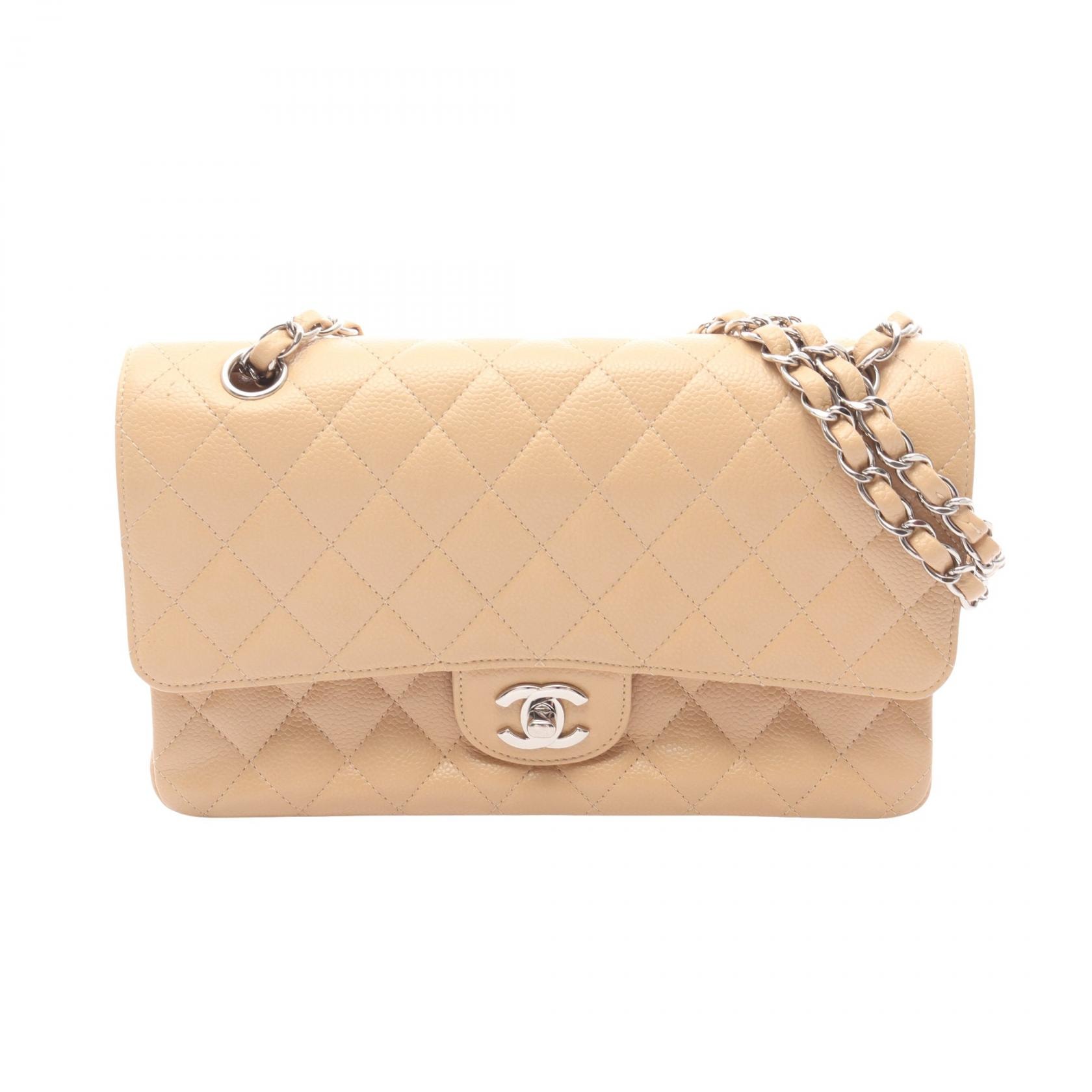 シャネル CHANEL マトラッセ Wフラップ ショルダーバッグ バッグ レザー カーフ(牛革) レディース ベージュ系 【中古】