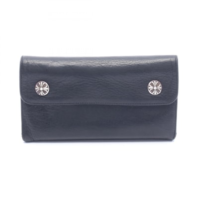 Chrome Hearts Wave Cross Ball Button Leather Wallet "Black/Silver"
