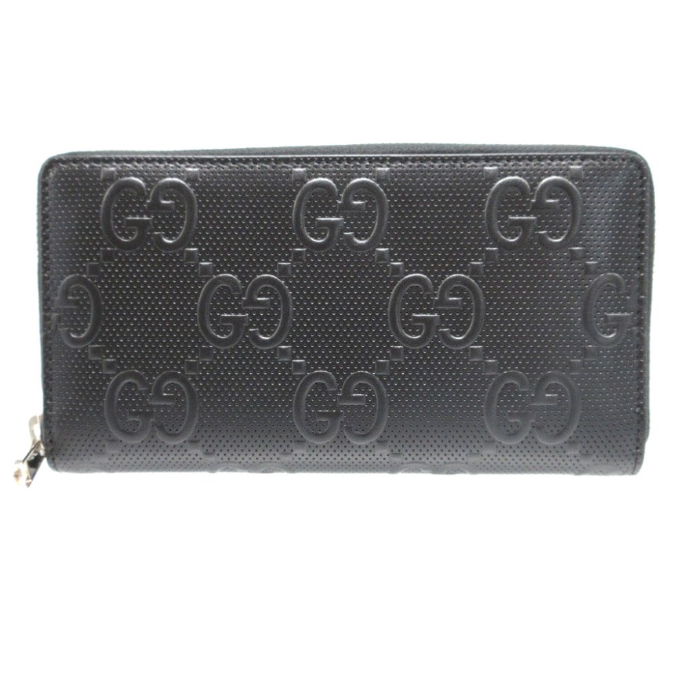 GUCCI GG Embossed Zip Around Wallet "Black"