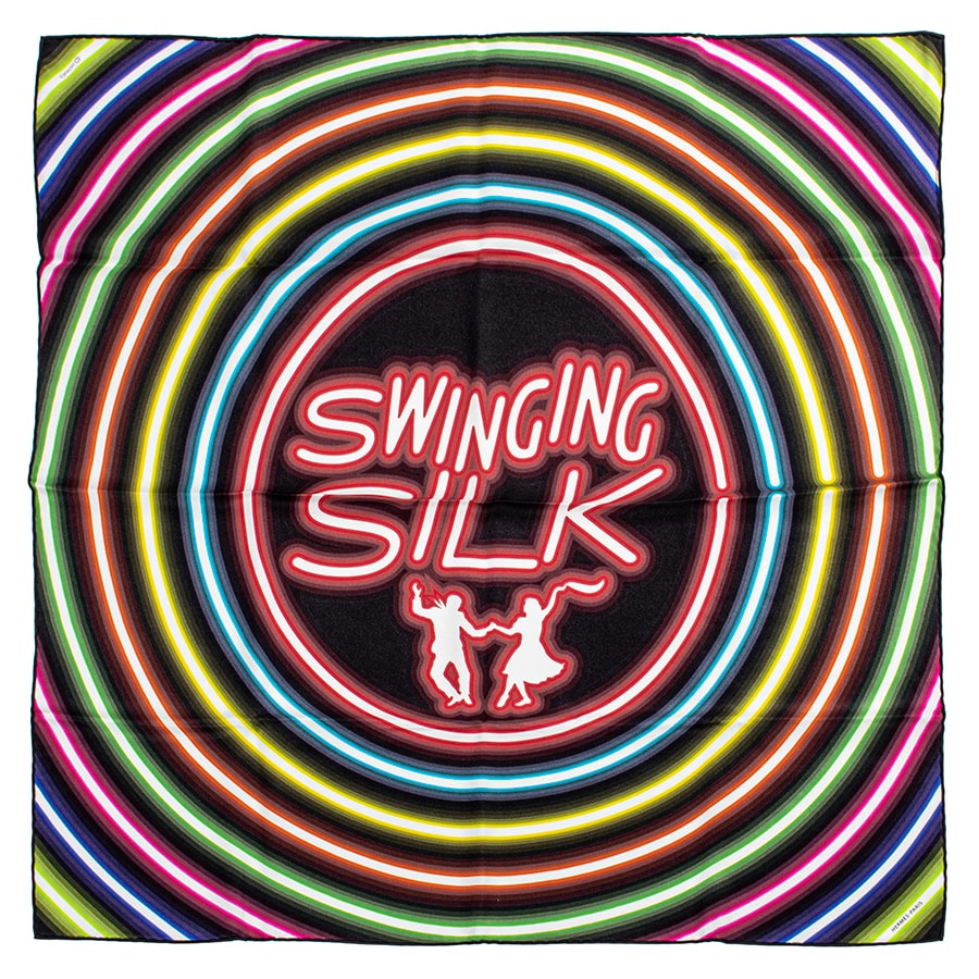 HERMES エルメス カレ70 Vintage Swinging Silk ヴィンテージ スウィンギング シルク 982771S 01 スカーフ 2012年期間限定ブティック限定 ブラック マルチカラー【中古】