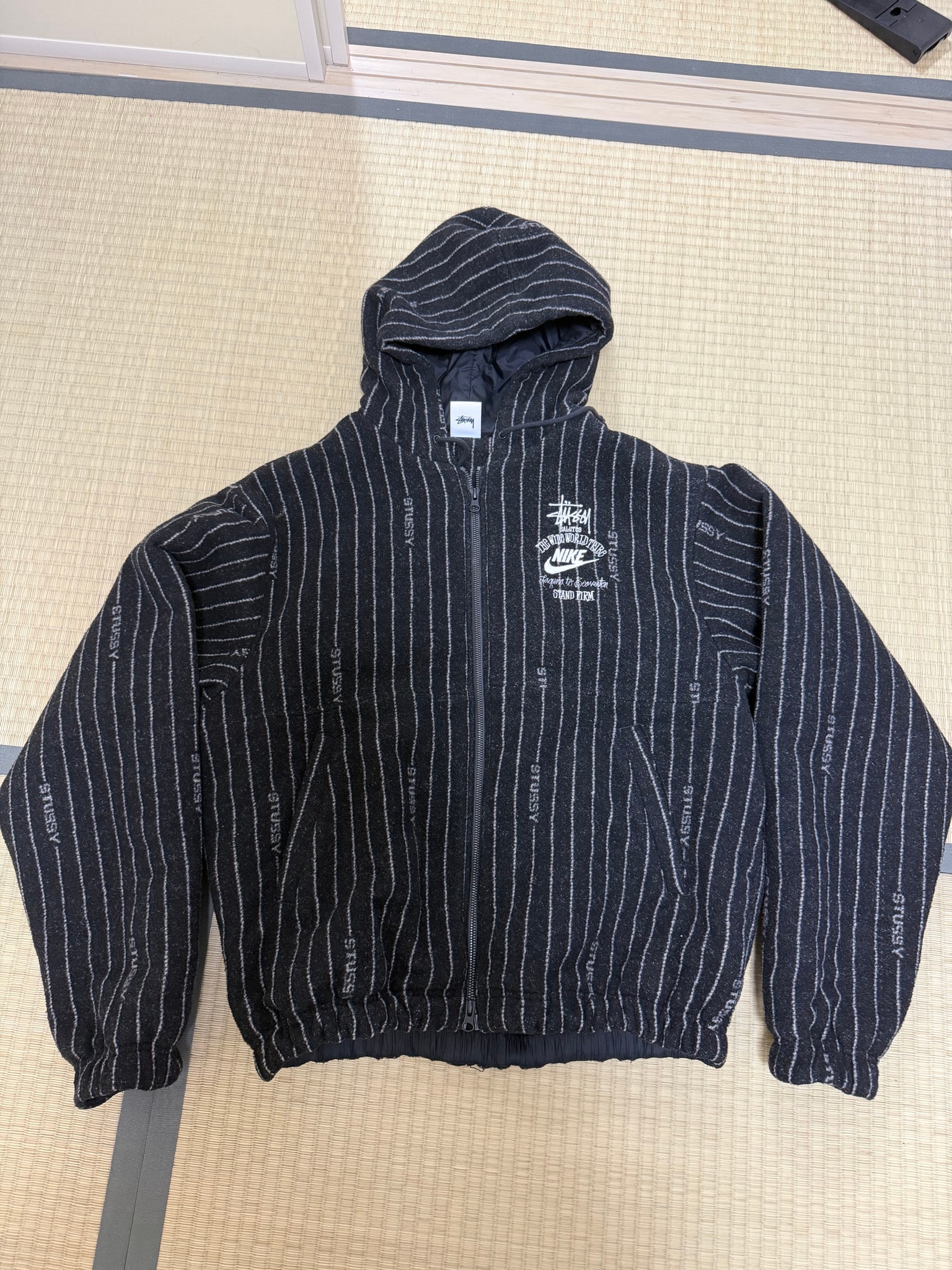 Stussy x Nike Striped Wool Jacket "Black"