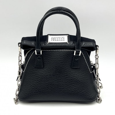 Maison Margiela(メゾンマルジェラ)5AC マイクロ ヴィンテージ 2WAY ハンドバッグ ショルダーバッグ ブラック レザー シルバー金具 レディース 【中古】