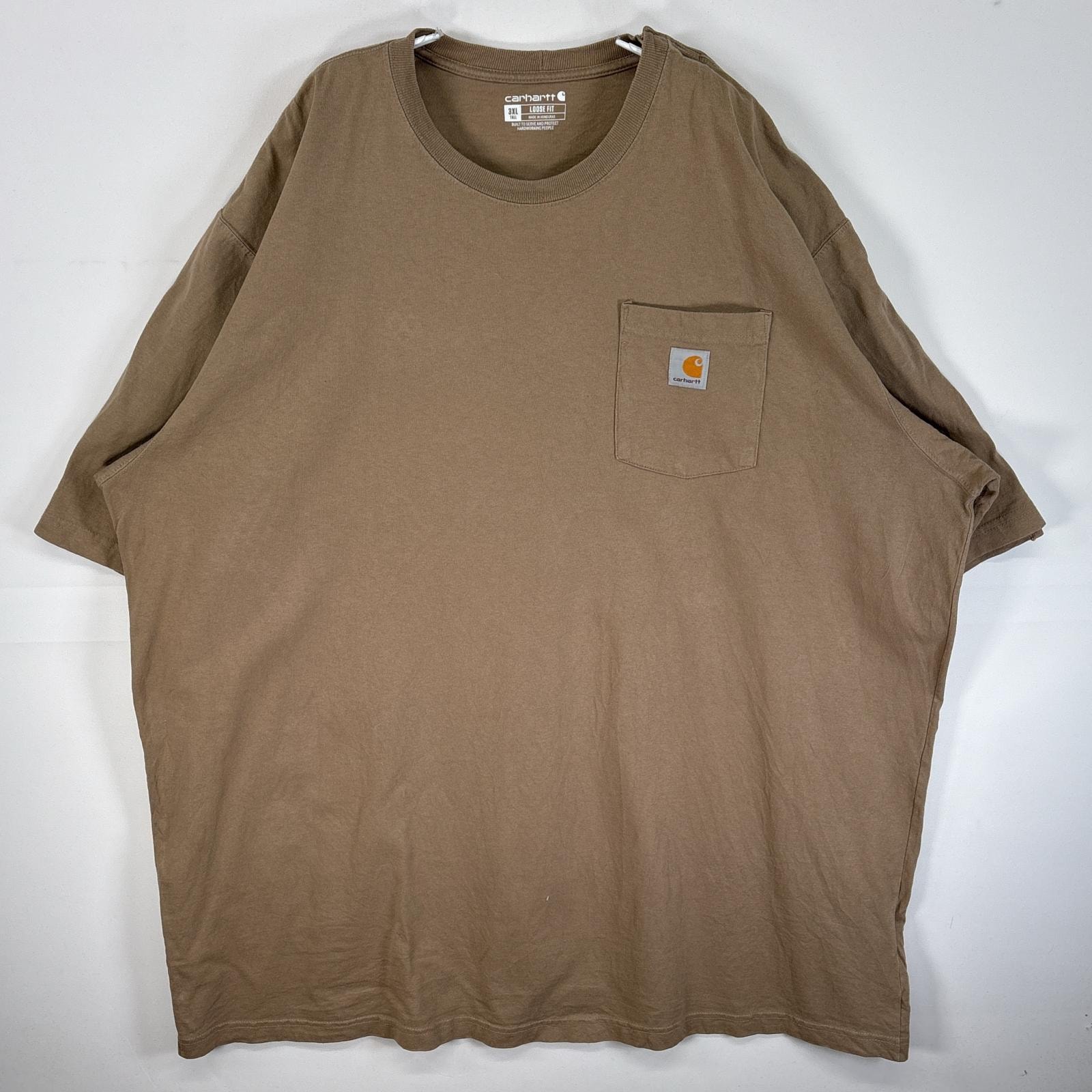 古着 カーハート Carhartt 半袖Tシャツ ワンポイント ロゴ 大きいサイズ 肉厚 リメイク 3XL TALL  ベージュ 無地 メンズ