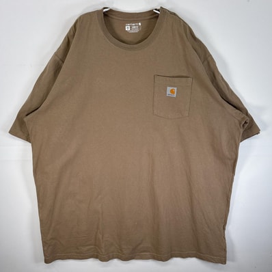 古着 カーハート Carhartt 半袖Tシャツ ワンポイント ロゴ 大きいサイズ 肉厚 リメイク 3XL TALL ベージュ 無地 メンズ