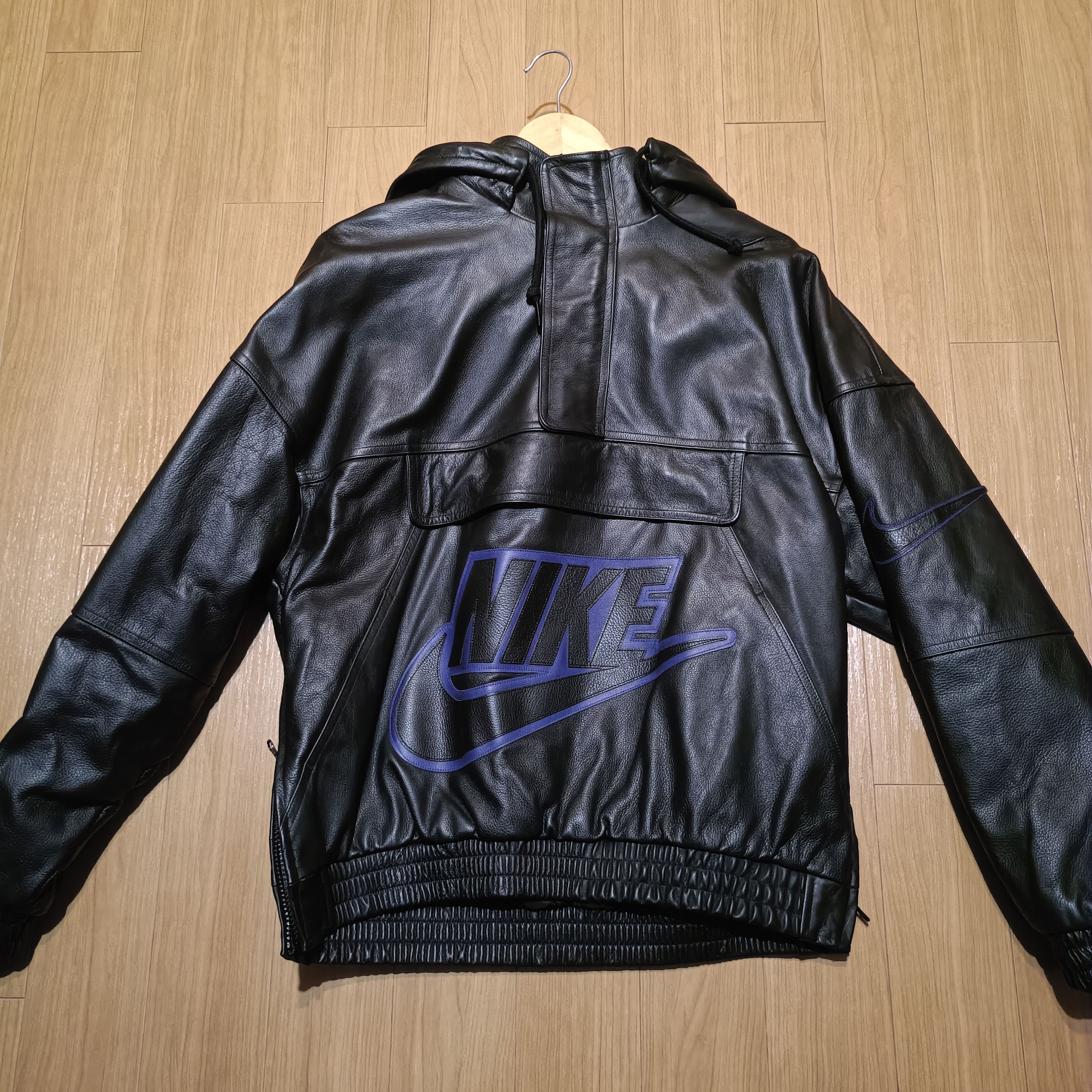 supreme nike leather anorak black