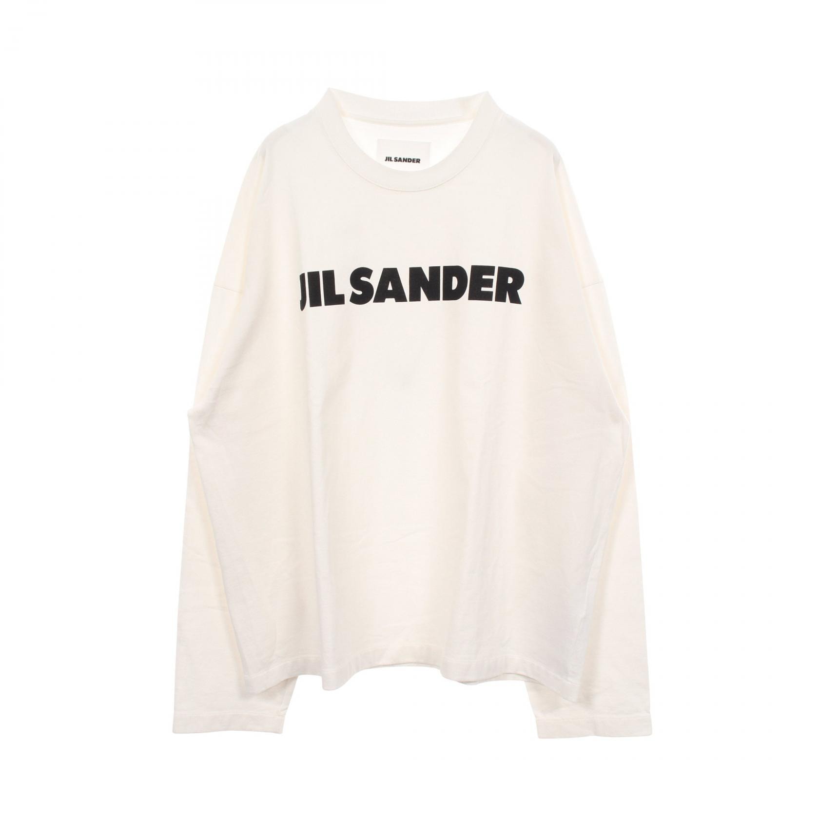 ジルサンダー JIL SANDER ロゴ 長袖Tシャツ 衣料品 トップス コットン メンズ ホワイト系 【中古】